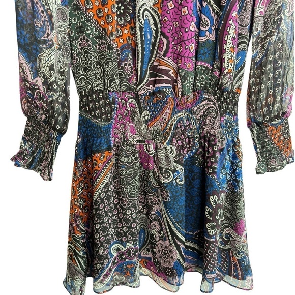 Parker Dress $298 MSRP Multicolor Harlow Paisley Ruffle Trim Sz Small Drop Waist - Picture 2 of 10